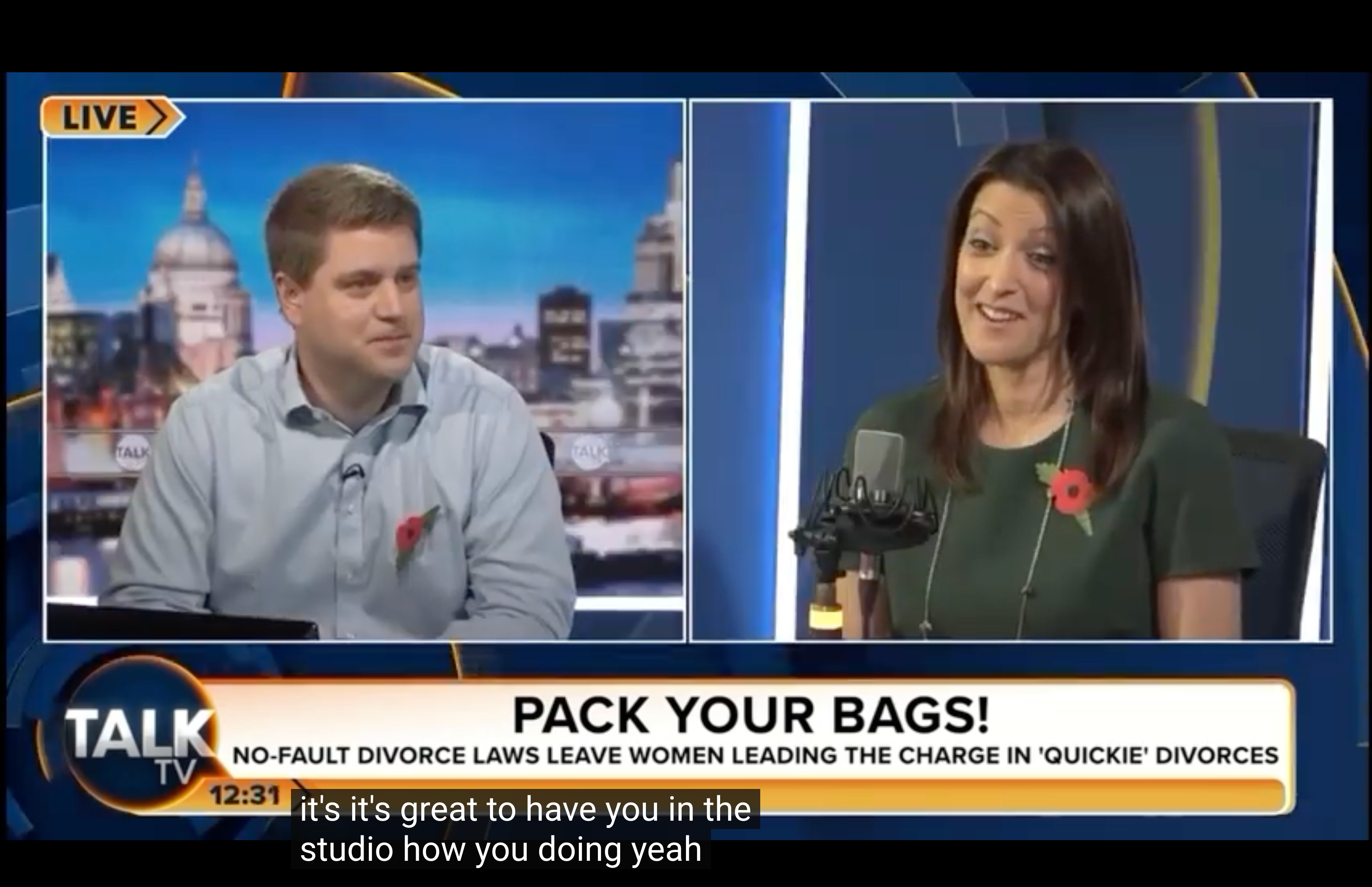Richard Brady appearing on Talk TV discussing divorce and business valuations